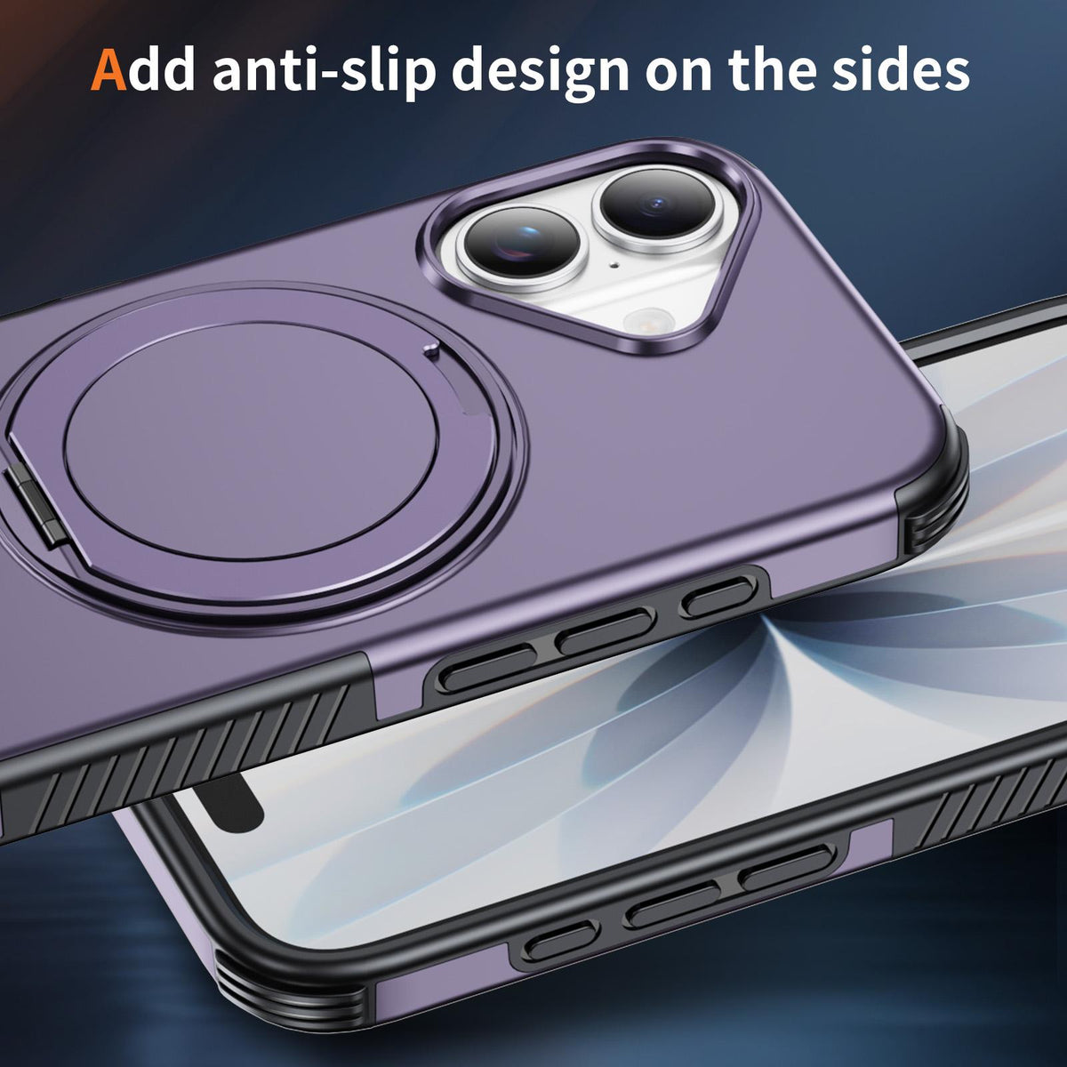 For iPhone 17 Magnetic 360 Rotating Holder Phone Case - Light Purple - EDA009861209F