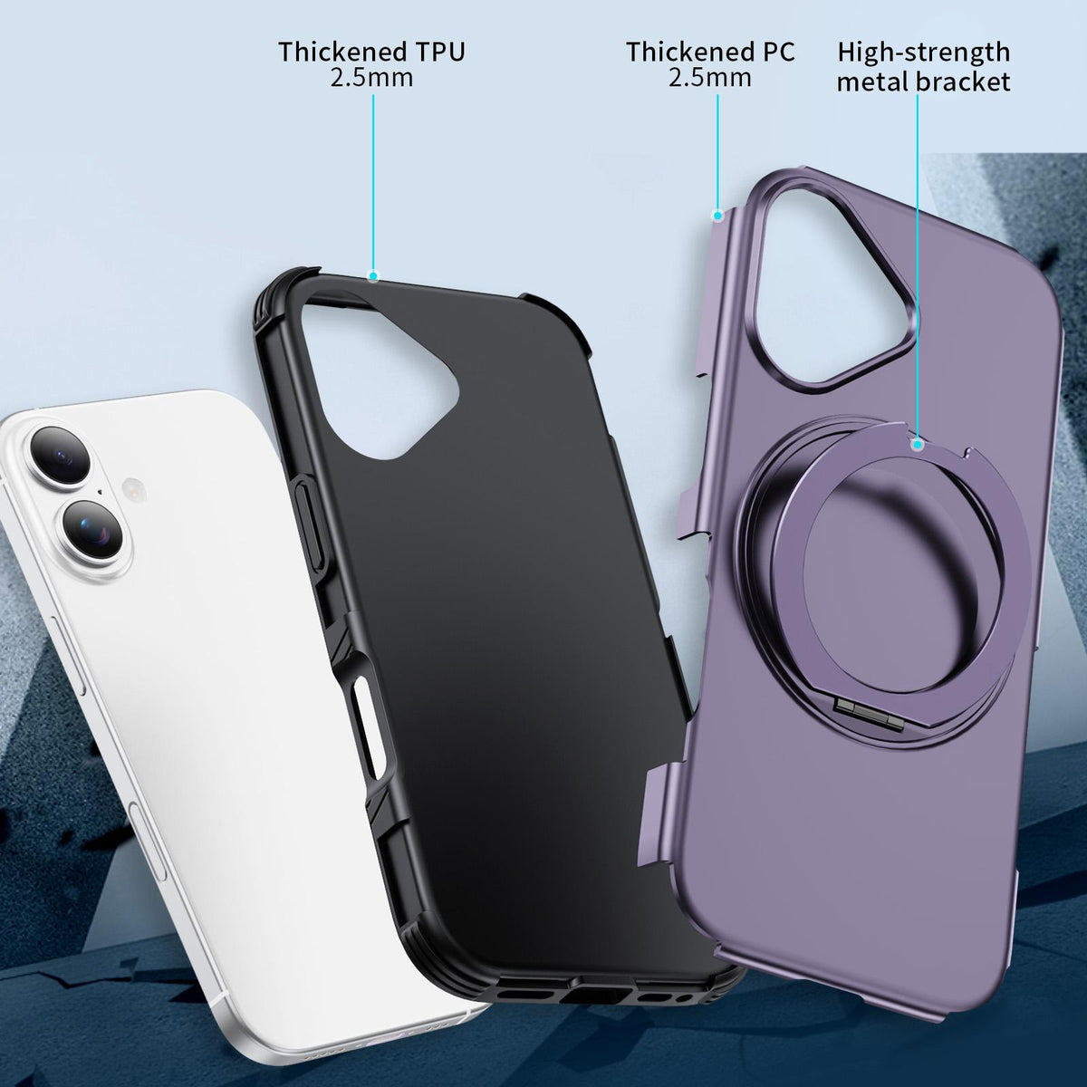 For iPhone 17 Magnetic 360 Rotating Holder Phone Case - Light Purple - EDA009861209F