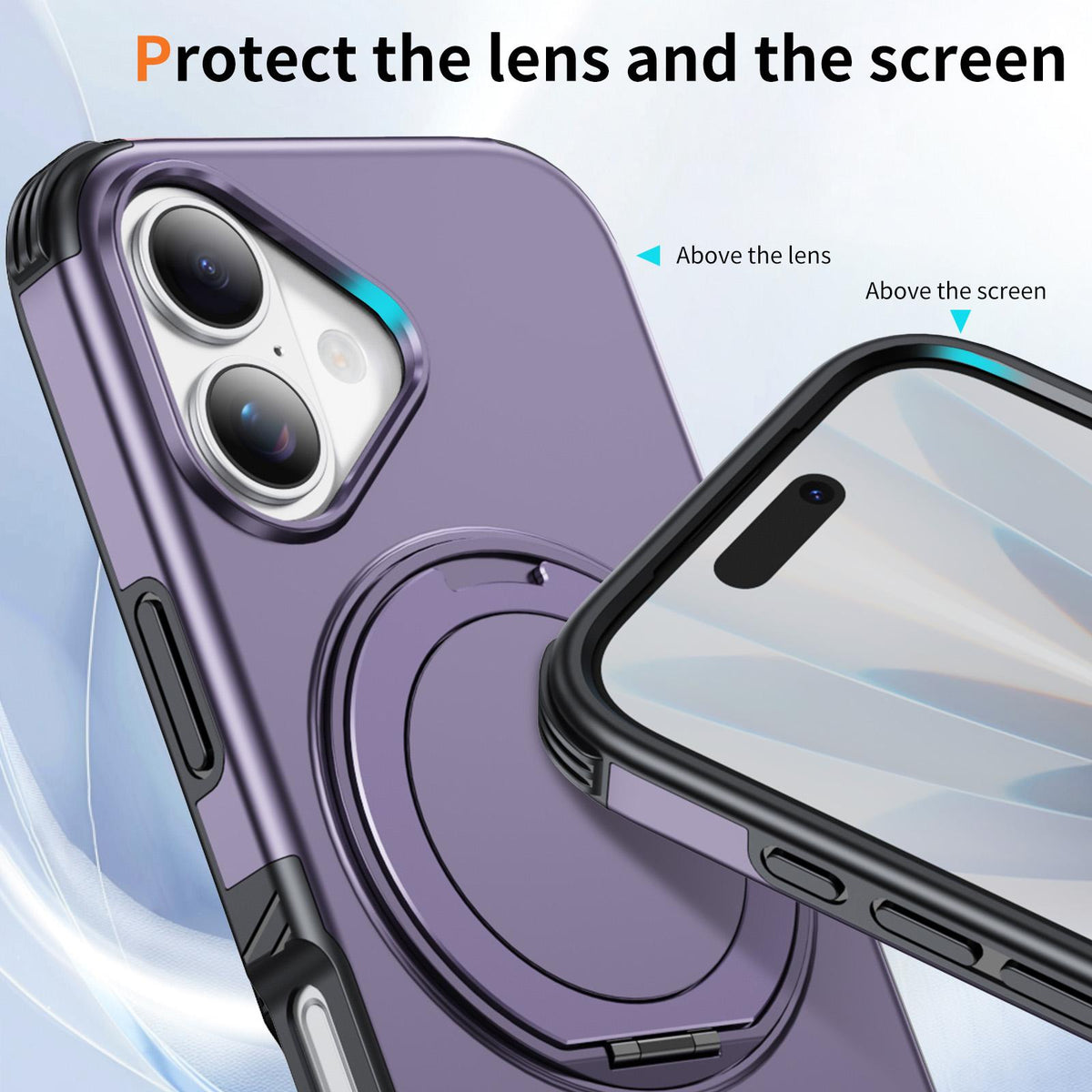 For iPhone 17 Magnetic 360 Rotating Holder Phone Case - Light Purple - EDA009861209F
