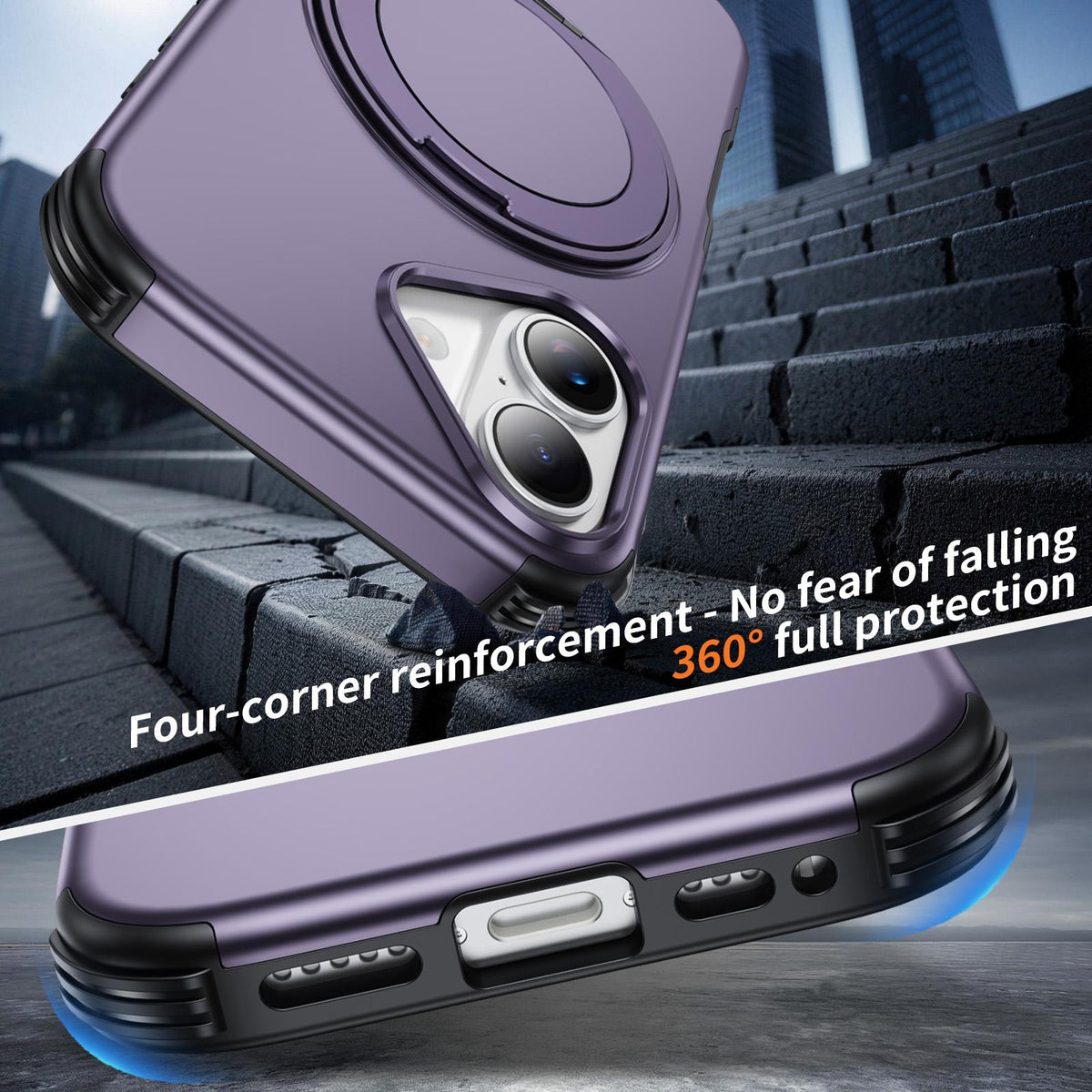 For iPhone 17 Magnetic 360 Rotating Holder Phone Case - Light Purple - EDA009861209F