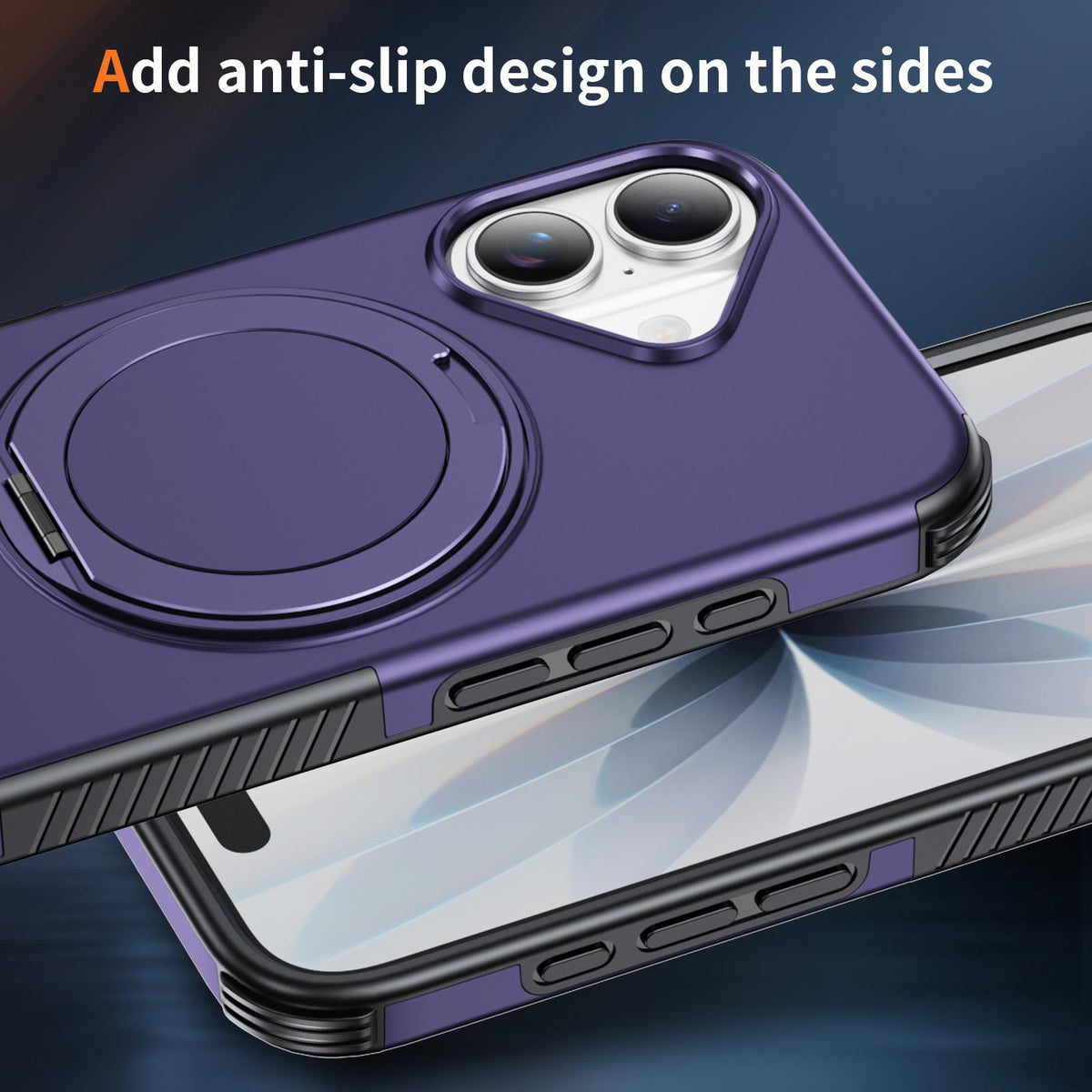 For iPhone 17 Magnetic 360 Rotating Holder Phone Case - Dark Purple - EDA009861209G