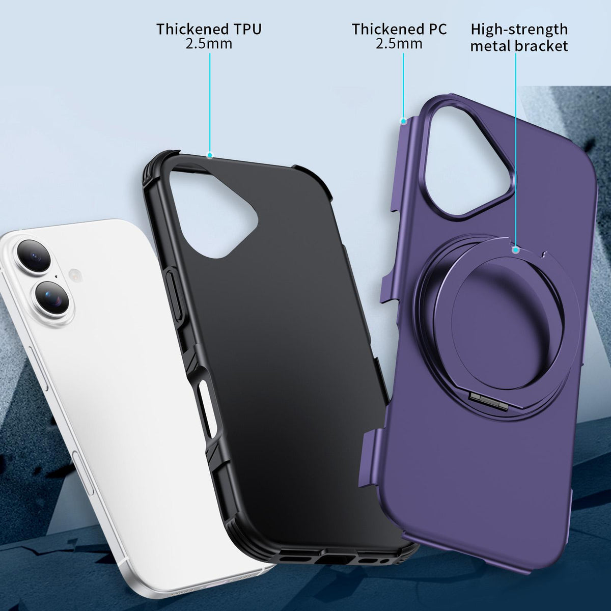 For iPhone 17 Magnetic 360 Rotating Holder Phone Case - Dark Purple - EDA009861209G