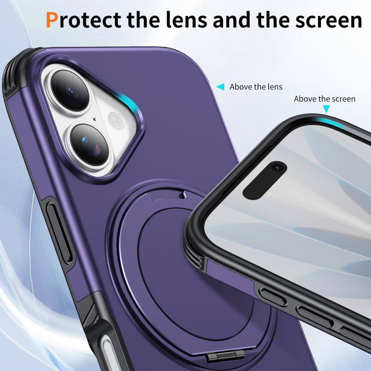 For iPhone 17 Magnetic 360 Rotating Holder Phone Case - Dark Purple - EDA009861209G