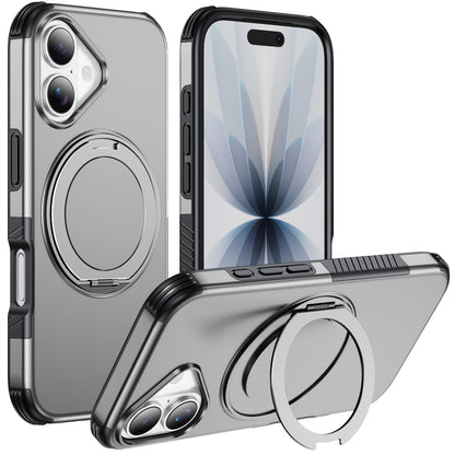For iPhone 17 Magnetic 360 Rotating Holder Phone Case - Silver - EDA009861209H