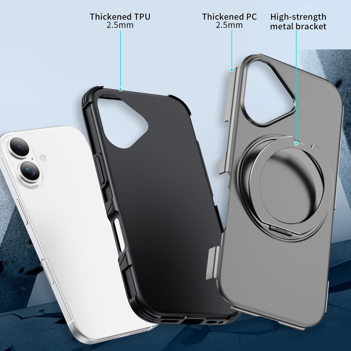 For iPhone 17 Magnetic 360 Rotating Holder Phone Case - Silver - EDA009861209H