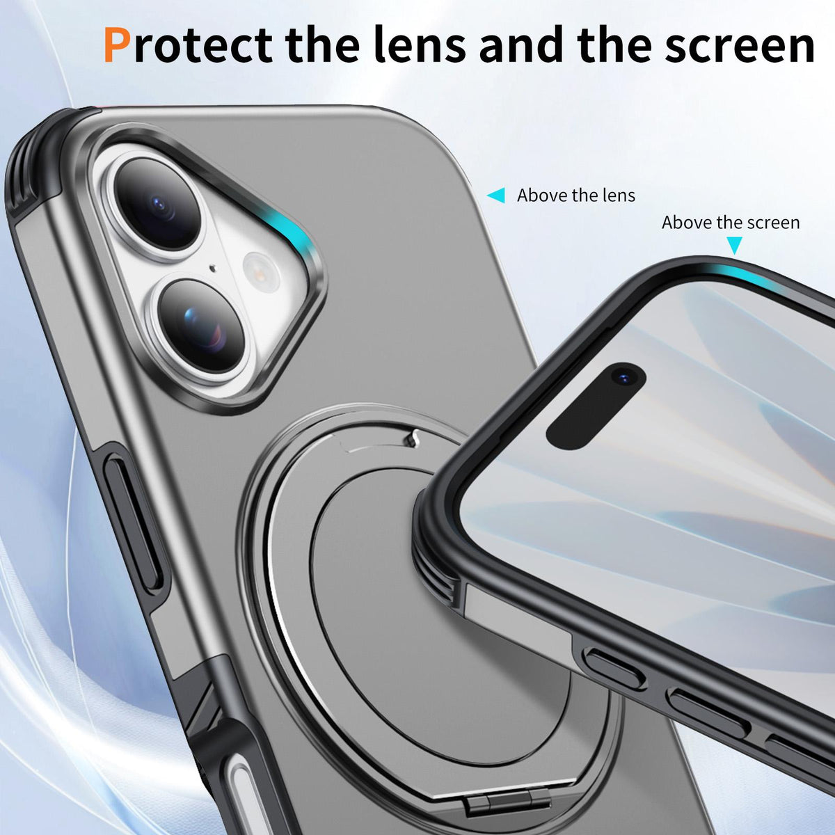 For iPhone 17 Magnetic 360 Rotating Holder Phone Case - Silver - EDA009861209H