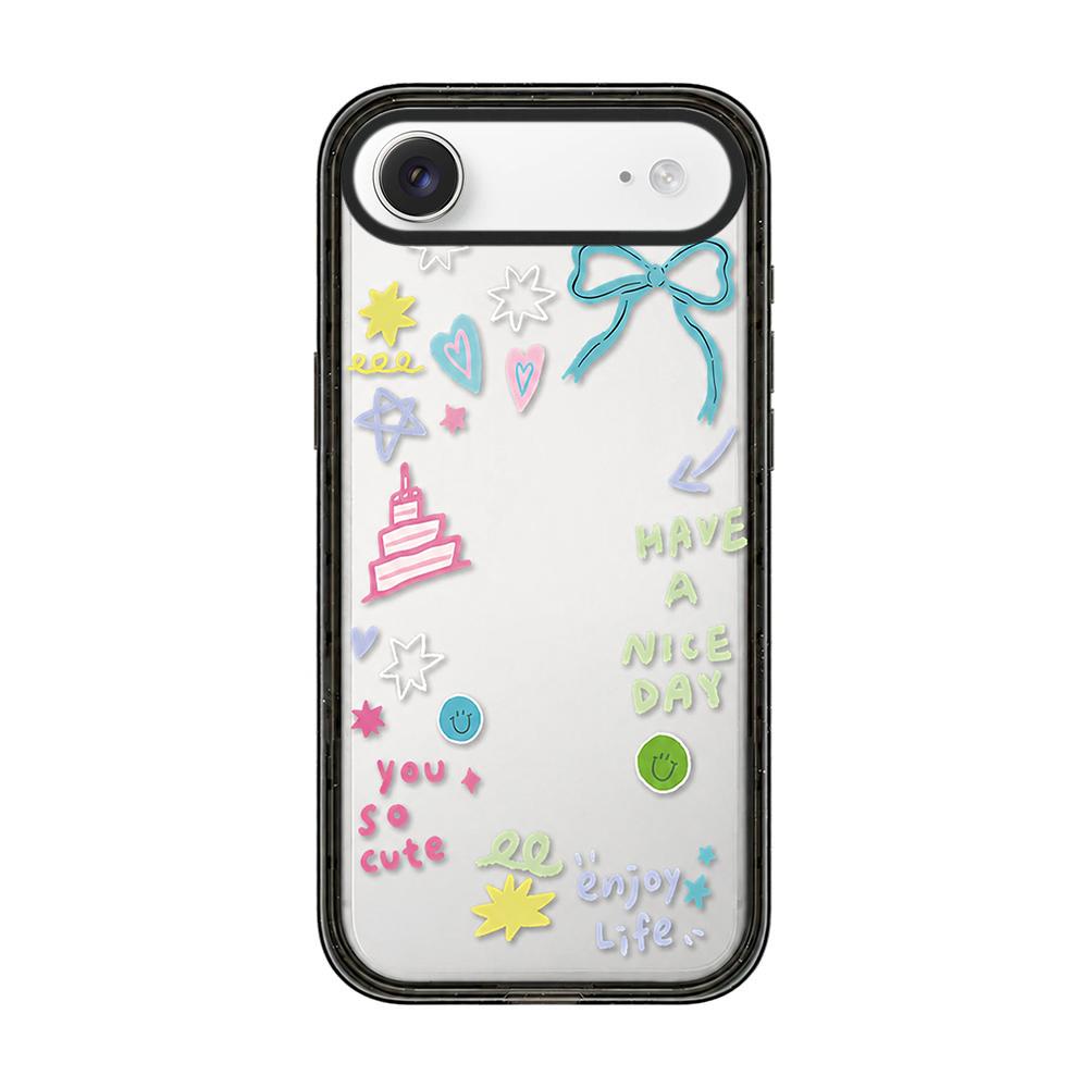 For iPhone Air Star Four-leaf Clover Pattern Acrylic TPU Phone Case - Macaron Themed Graffiti - EDA009862204D