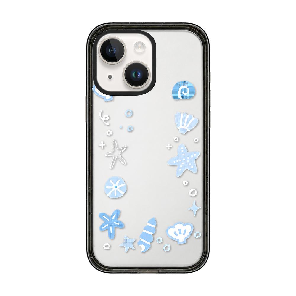 For iPhone 14 Plus Star Four-leaf Clover Pattern Acrylic TPU Phone Case - Seashells - EDA009862214C