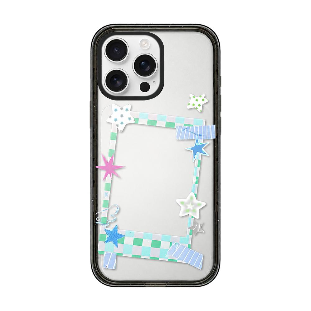 For iPhone 14 Pro Star Four-leaf Clover Pattern Acrylic TPU Phone Case - Star Photo Frame - EDA009862216A