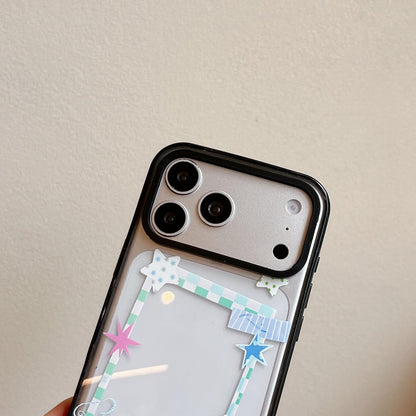 For iPhone 16 Plus Star Four-leaf Clover Pattern Acrylic TPU Phone Case - Seashells - EDA009862208C