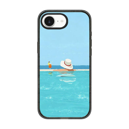 For iPhone 17e / 16e Summer Beach Pattern Acrylic TPU Phone Case - Sea Salt Blue Swimming Pool - EDA009862401A