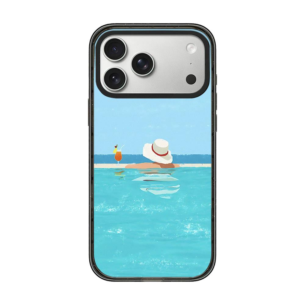 For iPhone 17 Pro Max Summer Beach Pattern Acrylic TPU Phone Case - Sea Salt Blue Swimming Pool - EDA009862402A