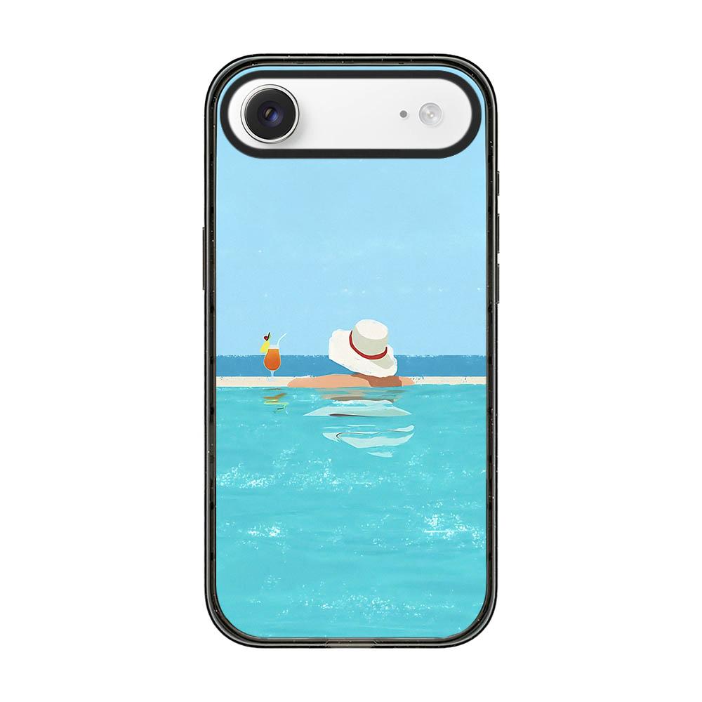 For iPhone Air Summer Beach Pattern Acrylic TPU Phone Case - Sea Salt Blue Swimming Pool - EDA009862405A