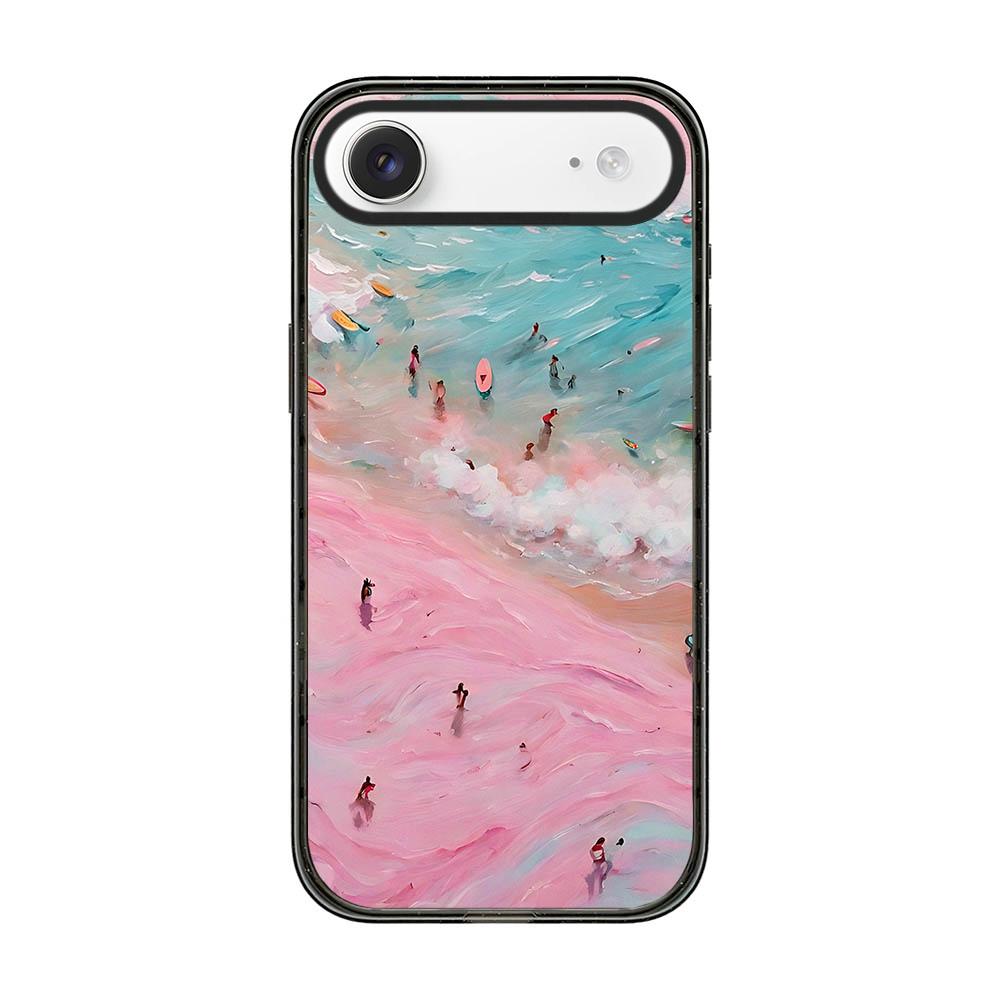 For iPhone Air Summer Beach Pattern Acrylic TPU Phone Case - Pink Sand Beach Surfing - EDA009862405B