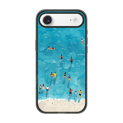 For iPhone Air Summer Beach Pattern Acrylic TPU Phone Case - Watercolor Blue Seaside Crowd - EDA009862405C