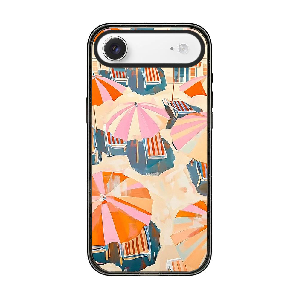 For iPhone Air Summer Beach Pattern Acrylic TPU Phone Case - Pink Orange Beach Sun Umbrella - EDA009862405D