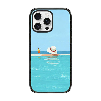 For iPhone 12 Pro Summer Beach Pattern Acrylic TPU Phone Case - Sea Salt Blue Swimming Pool - EDA009862423A