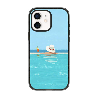 For iPhone 11 Summer Beach Pattern Acrylic TPU Phone Case - Sea Salt Blue Swimming Pool - EDA009862424A