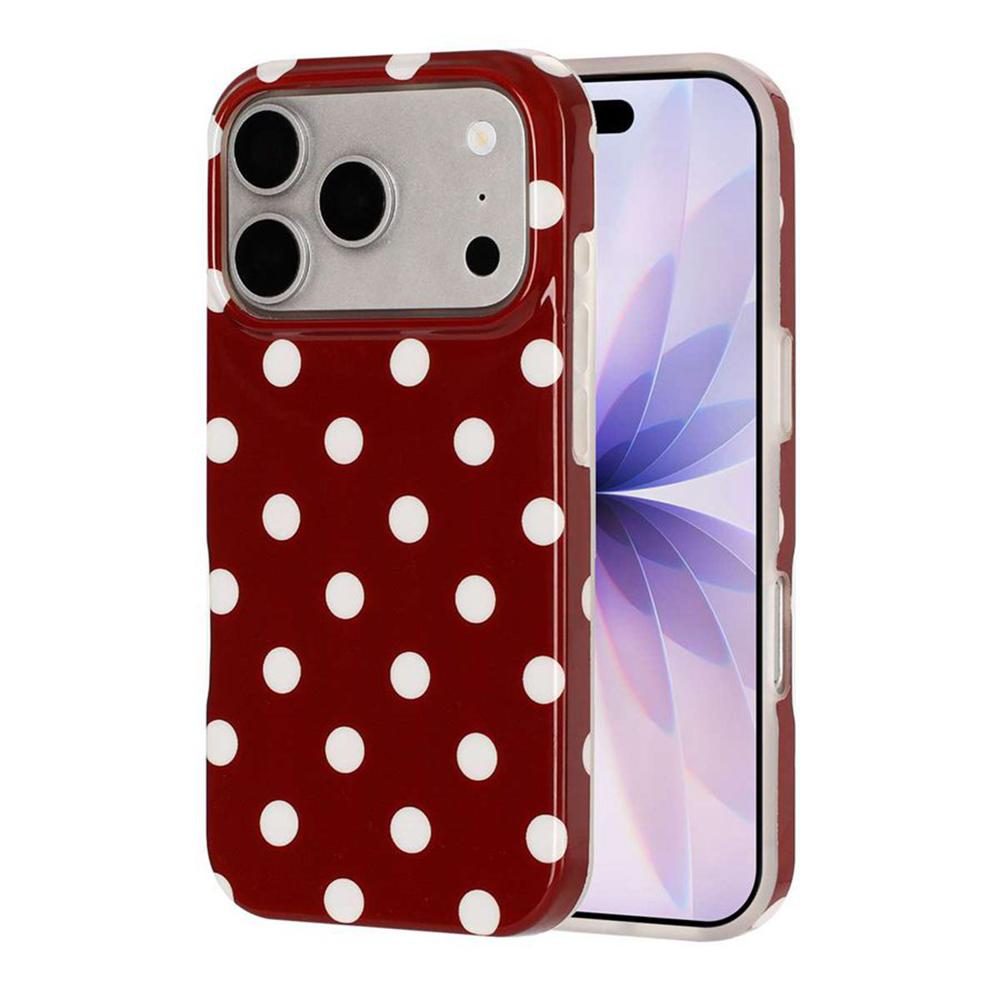 For iPhone 17 Pro Max Full Coverage IMD Printed Retro Large Dots Pattern TPU Phone Case - Red - EDA009866503A