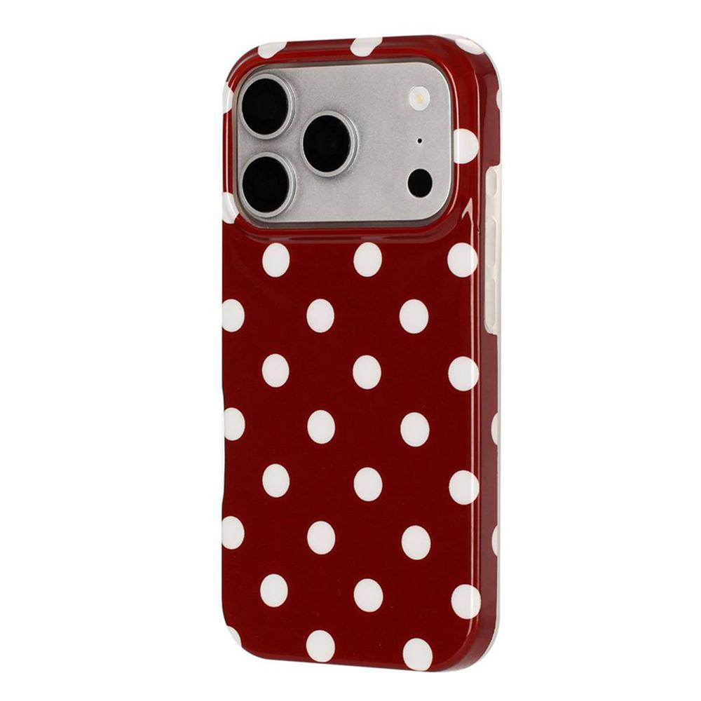 For iPhone 17 Pro Max Full Coverage IMD Printed Retro Large Dots Pattern TPU Phone Case - Red - EDA009866503A