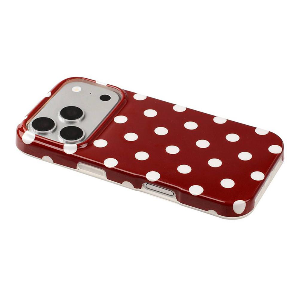 For iPhone 17 Pro Max Full Coverage IMD Printed Retro Large Dots Pattern TPU Phone Case - Red - EDA009866503A