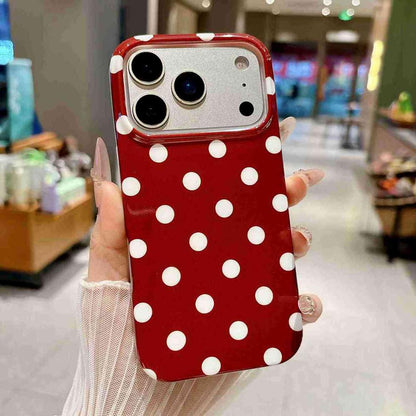 For iPhone 17 Pro Max Full Coverage IMD Printed Retro Large Dots Pattern TPU Phone Case - Red - EDA009866503A