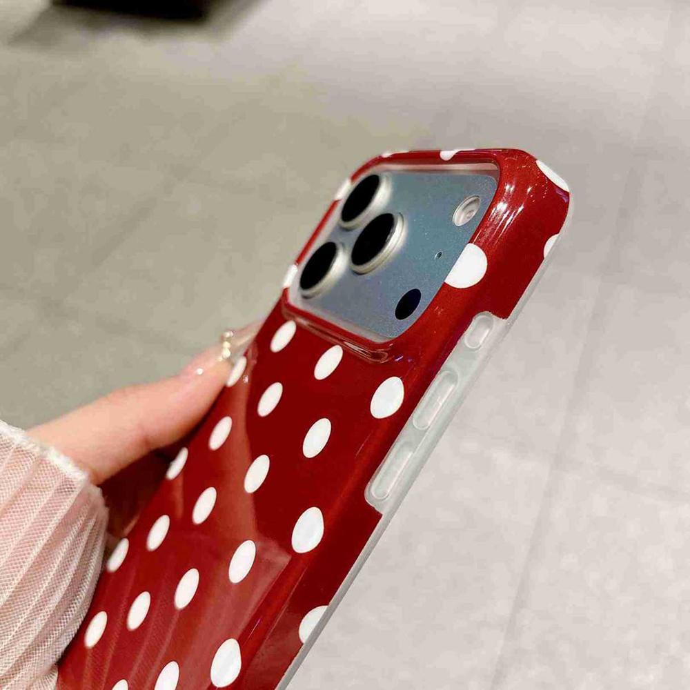 For iPhone 17 Pro Max Full Coverage IMD Printed Retro Large Dots Pattern TPU Phone Case - Red - EDA009866503A