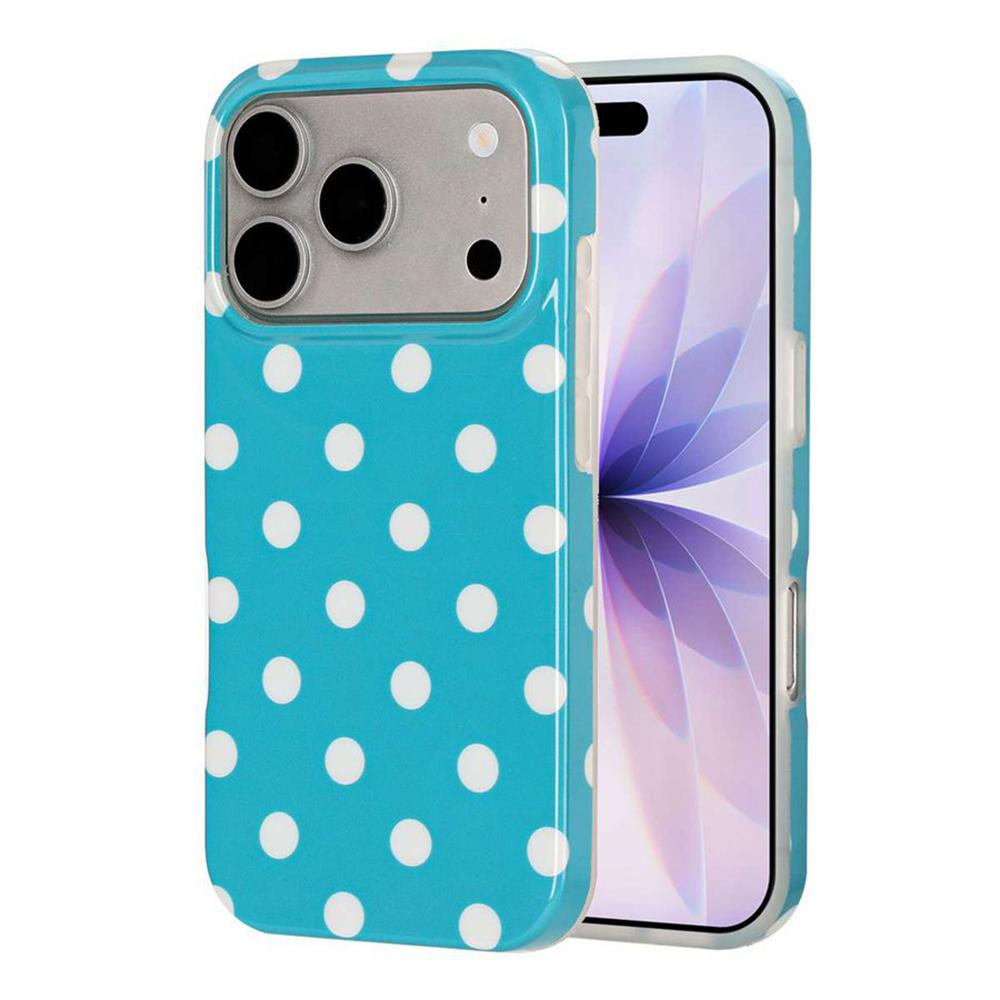 For iPhone 17 Pro Max Full Coverage IMD Printed Retro Large Dots Pattern TPU Phone Case - Blue - EDA009866503B