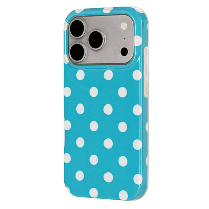 For iPhone 17 Pro Max Full Coverage IMD Printed Retro Large Dots Pattern TPU Phone Case - Blue - EDA009866503B