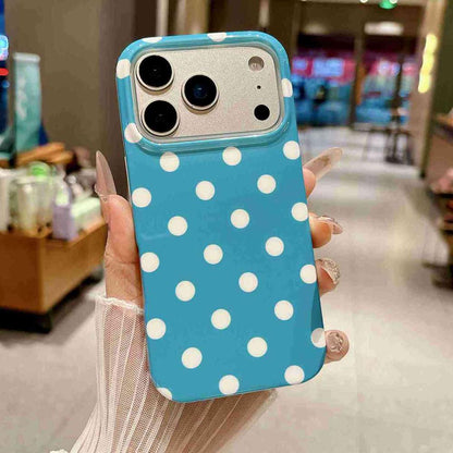 For iPhone 17 Pro Max Full Coverage IMD Printed Retro Large Dots Pattern TPU Phone Case - Blue - EDA009866503B