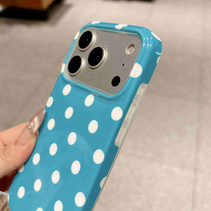 For iPhone 17 Pro Max Full Coverage IMD Printed Retro Large Dots Pattern TPU Phone Case - Blue - EDA009866503B