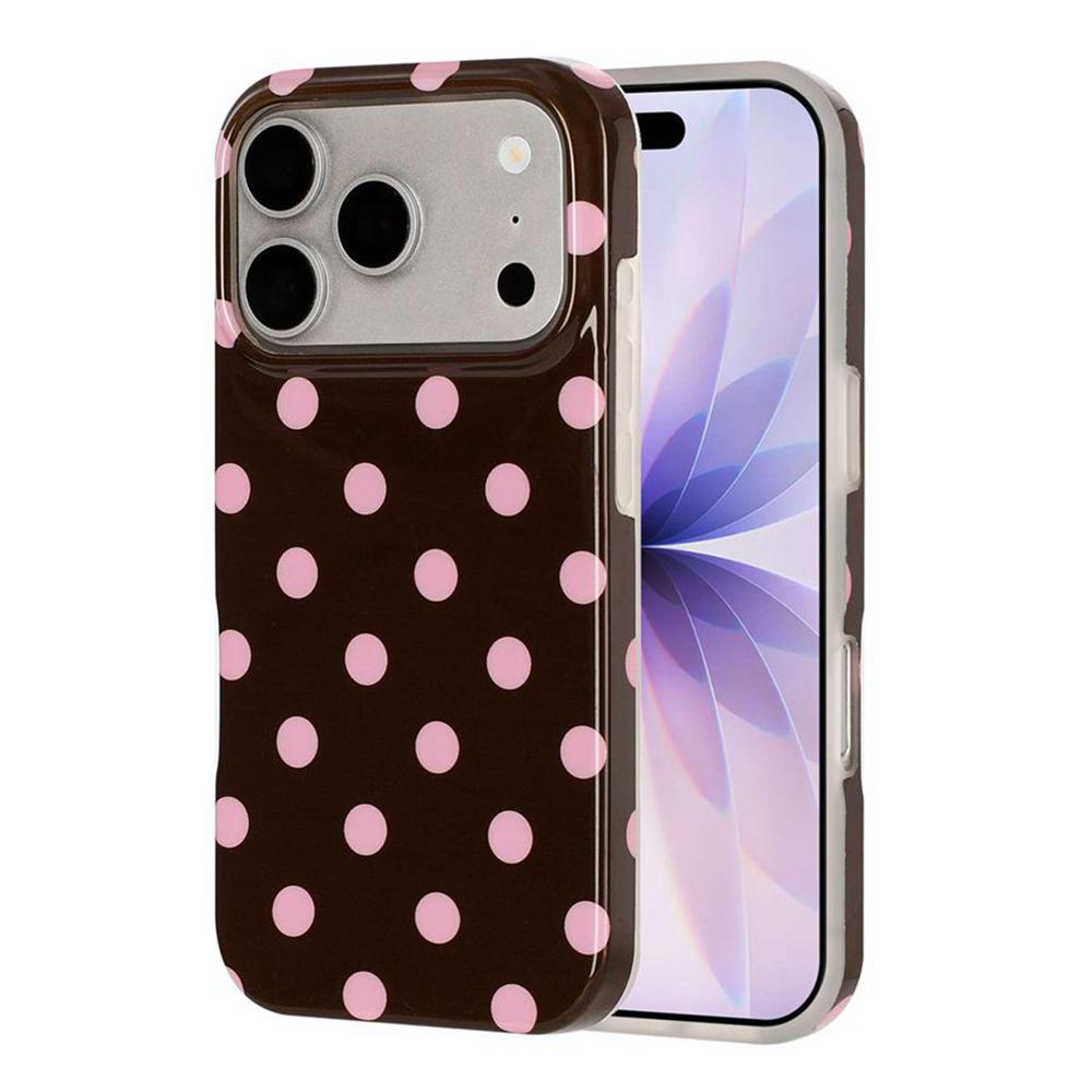 For iPhone 17 Pro Max Full Coverage IMD Printed Retro Large Dots Pattern TPU Phone Case - Coffee - EDA009866503C
