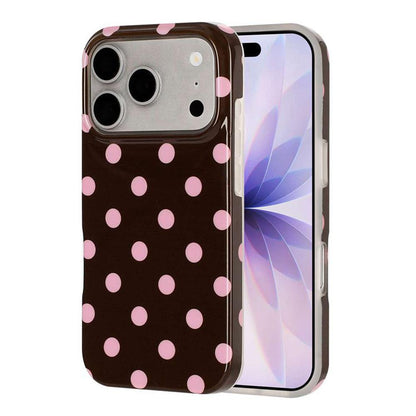 For iPhone 17 Pro Max Full Coverage IMD Printed Retro Large Dots Pattern TPU Phone Case - Coffee - EDA009866503C