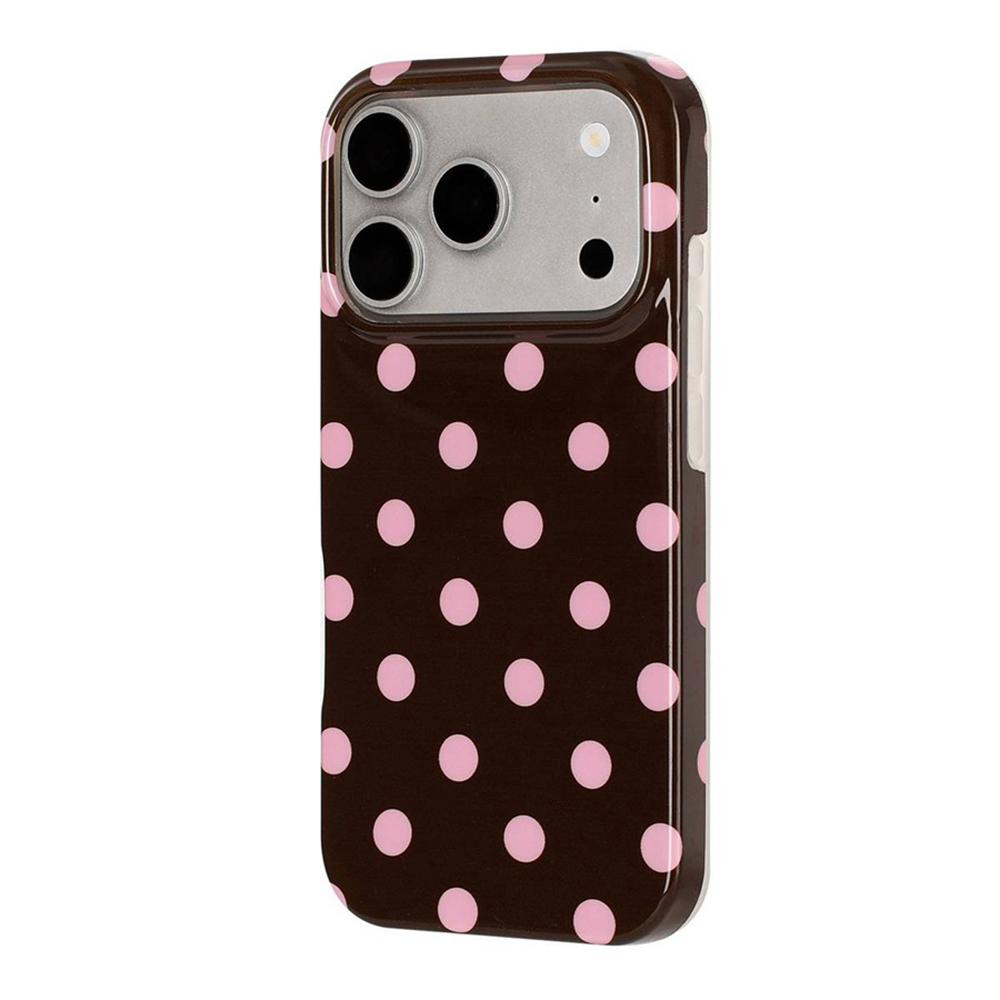 For iPhone 17 Pro Max Full Coverage IMD Printed Retro Large Dots Pattern TPU Phone Case - Coffee - EDA009866503C