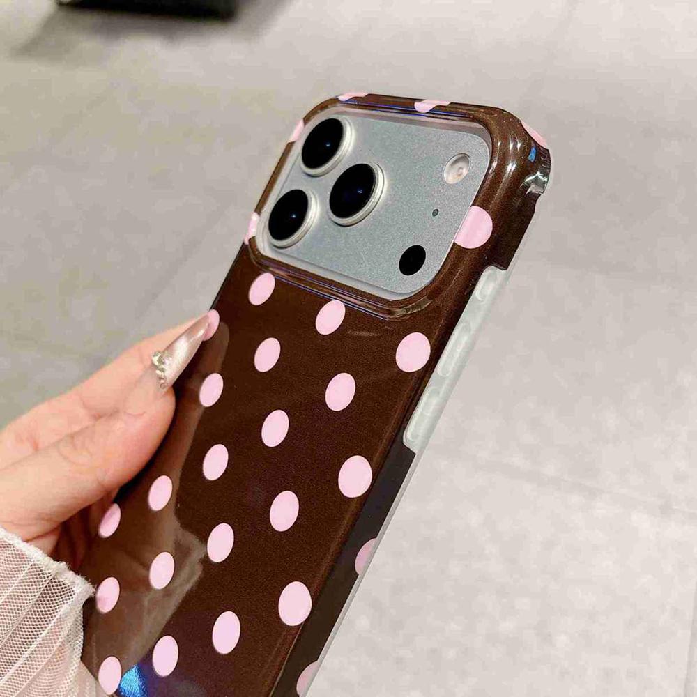 For iPhone 17 Pro Max Full Coverage IMD Printed Retro Large Dots Pattern TPU Phone Case - Coffee - EDA009866503C