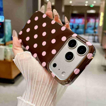 For iPhone 17 Pro Max Full Coverage IMD Printed Retro Large Dots Pattern TPU Phone Case - Coffee - EDA009866503C