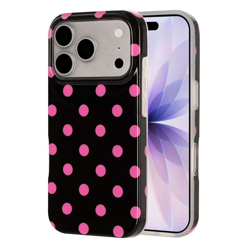 For iPhone 17 Pro Max Full Coverage IMD Printed Retro Large Dots Pattern TPU Phone Case - Black - EDA009866503D