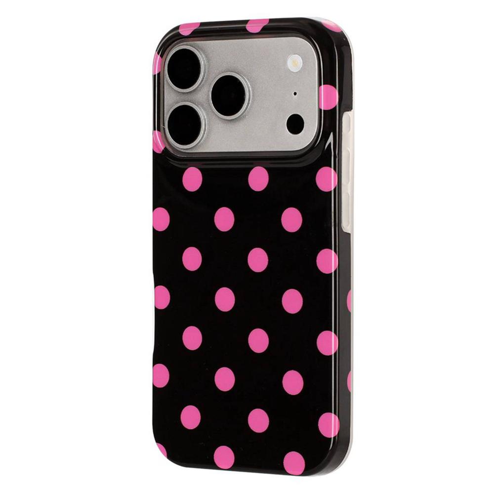 For iPhone 17 Pro Max Full Coverage IMD Printed Retro Large Dots Pattern TPU Phone Case - Black - EDA009866503D