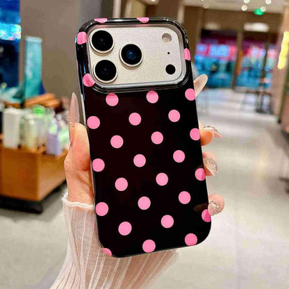 For iPhone 17 Pro Max Full Coverage IMD Printed Retro Large Dots Pattern TPU Phone Case - Black - EDA009866503D