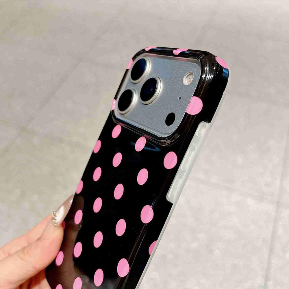 For iPhone 17 Pro Max Full Coverage IMD Printed Retro Large Dots Pattern TPU Phone Case - Black - EDA009866503D