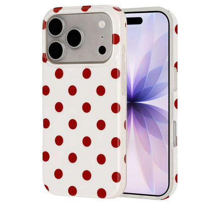 For iPhone 17 Pro Max Full Coverage IMD Printed Retro Large Dots Pattern TPU Phone Case - White - EDA009866503E