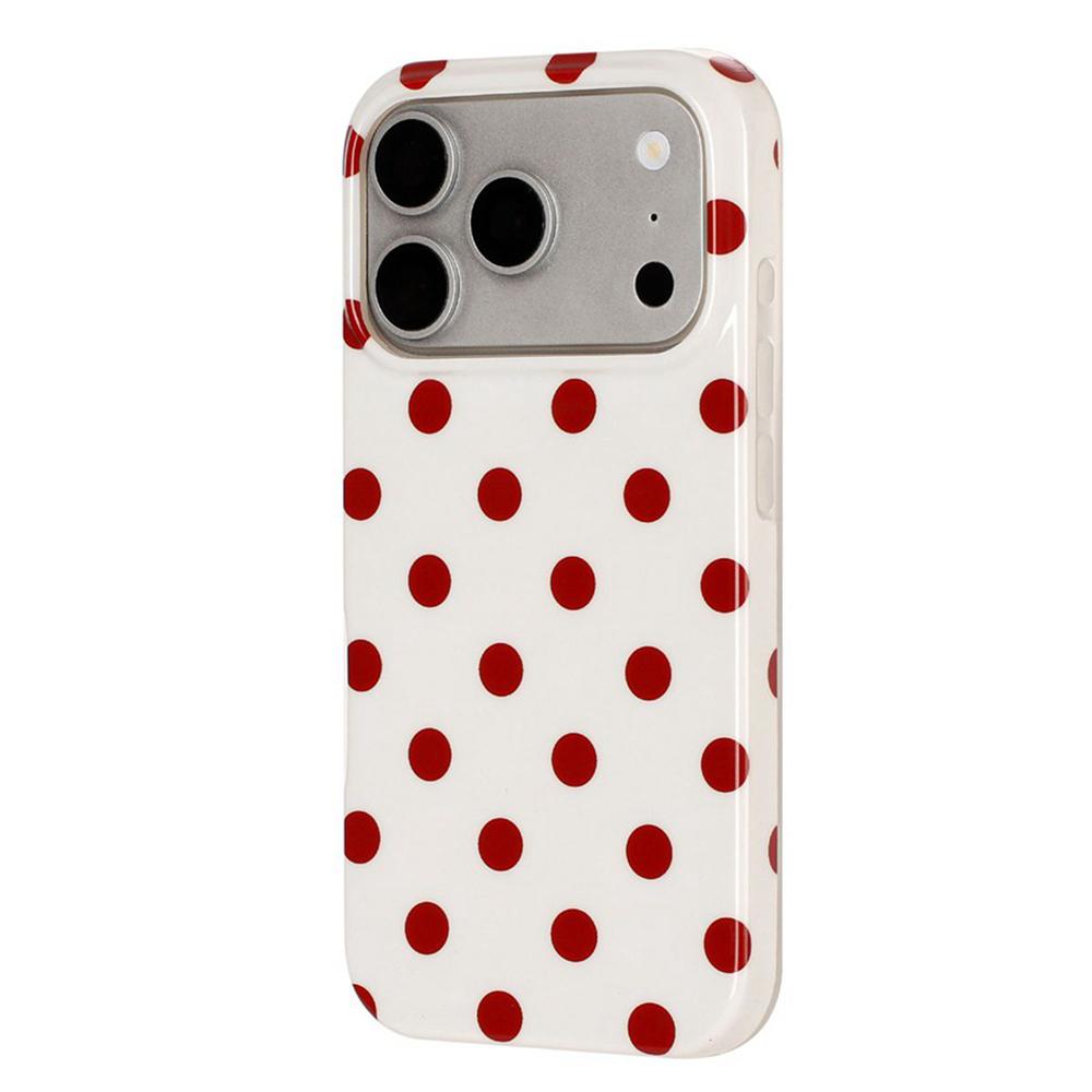 For iPhone 17 Pro Max Full Coverage IMD Printed Retro Large Dots Pattern TPU Phone Case - White - EDA009866503E