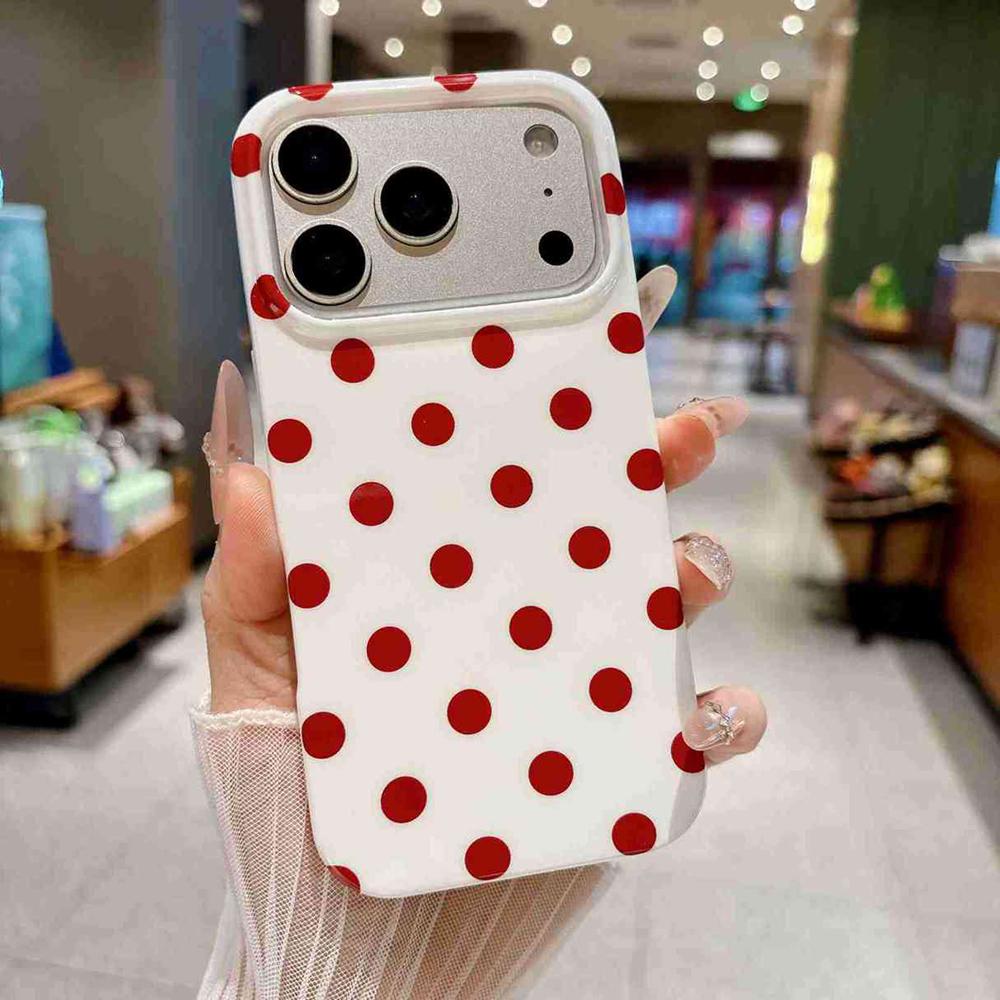 For iPhone 17 Pro Max Full Coverage IMD Printed Retro Large Dots Pattern TPU Phone Case - White - EDA009866503E