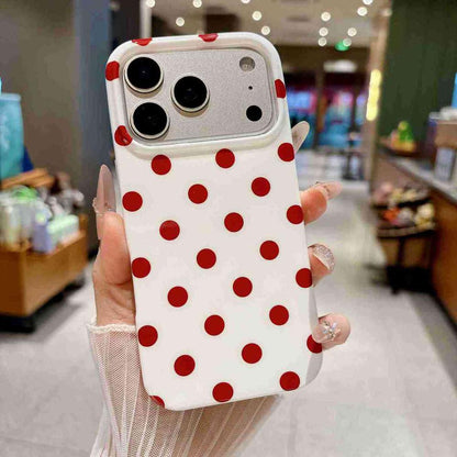 For iPhone 17 Pro Max Full Coverage IMD Printed Retro Large Dots Pattern TPU Phone Case - White - EDA009866503E