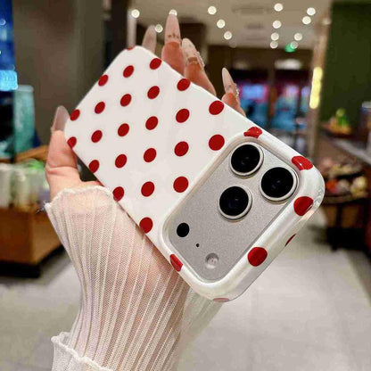 For iPhone 17 Pro Max Full Coverage IMD Printed Retro Large Dots Pattern TPU Phone Case - White - EDA009866503E