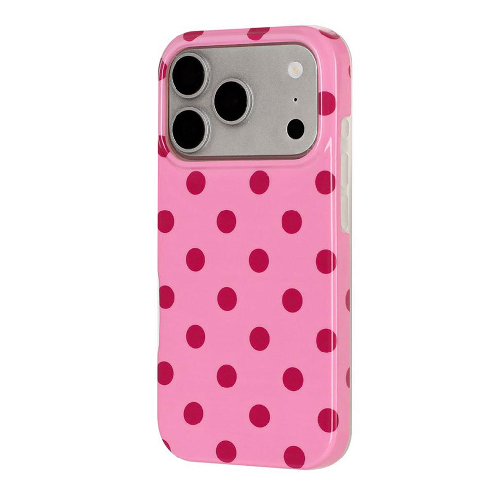 For iPhone 17 Pro Max Full Coverage IMD Printed Retro Large Dots Pattern TPU Phone Case - Pink - EDA009866503F