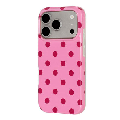 For iPhone 17 Pro Max Full Coverage IMD Printed Retro Large Dots Pattern TPU Phone Case - Pink - EDA009866503F