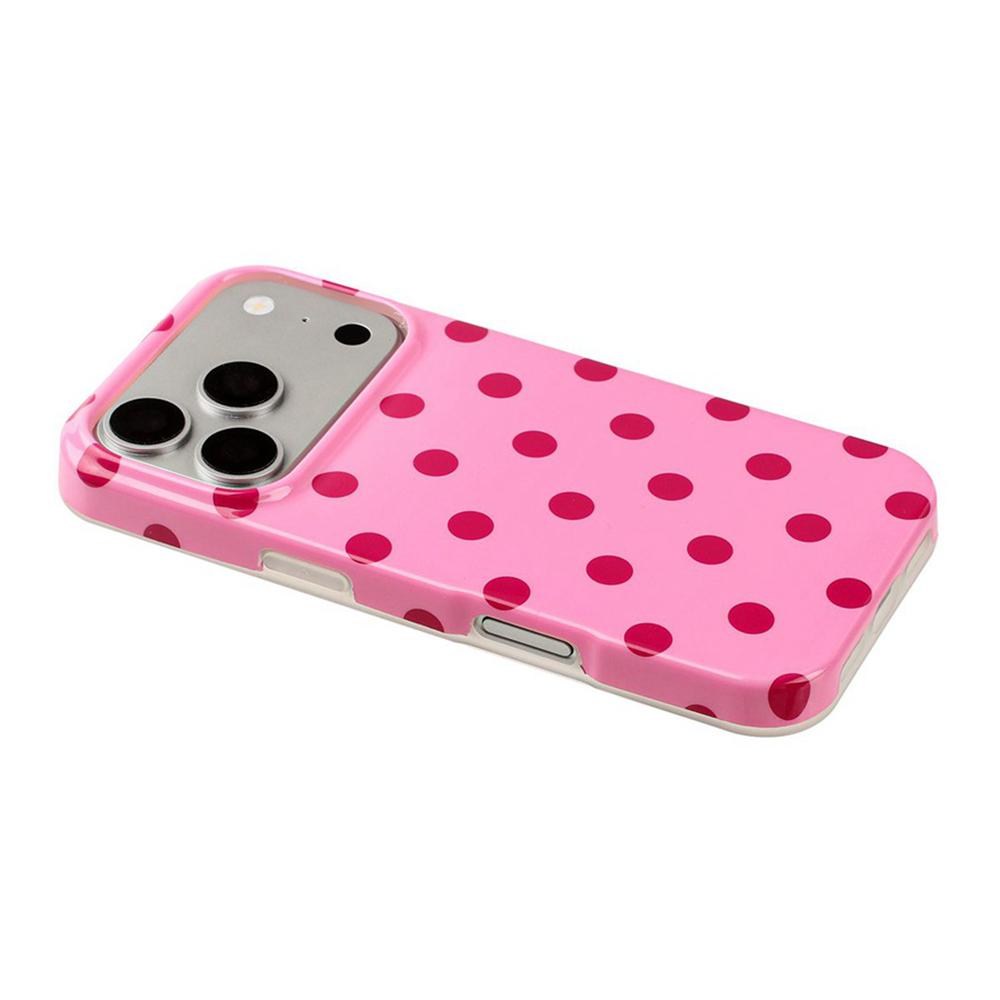 For iPhone 17 Pro Max Full Coverage IMD Printed Retro Large Dots Pattern TPU Phone Case - Pink - EDA009866503F
