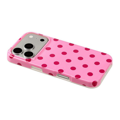 For iPhone 17 Pro Max Full Coverage IMD Printed Retro Large Dots Pattern TPU Phone Case - Pink - EDA009866503F