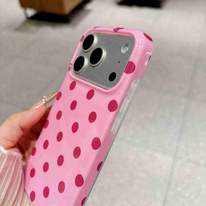 For iPhone 17 Pro Max Full Coverage IMD Printed Retro Large Dots Pattern TPU Phone Case - Pink - EDA009866503F